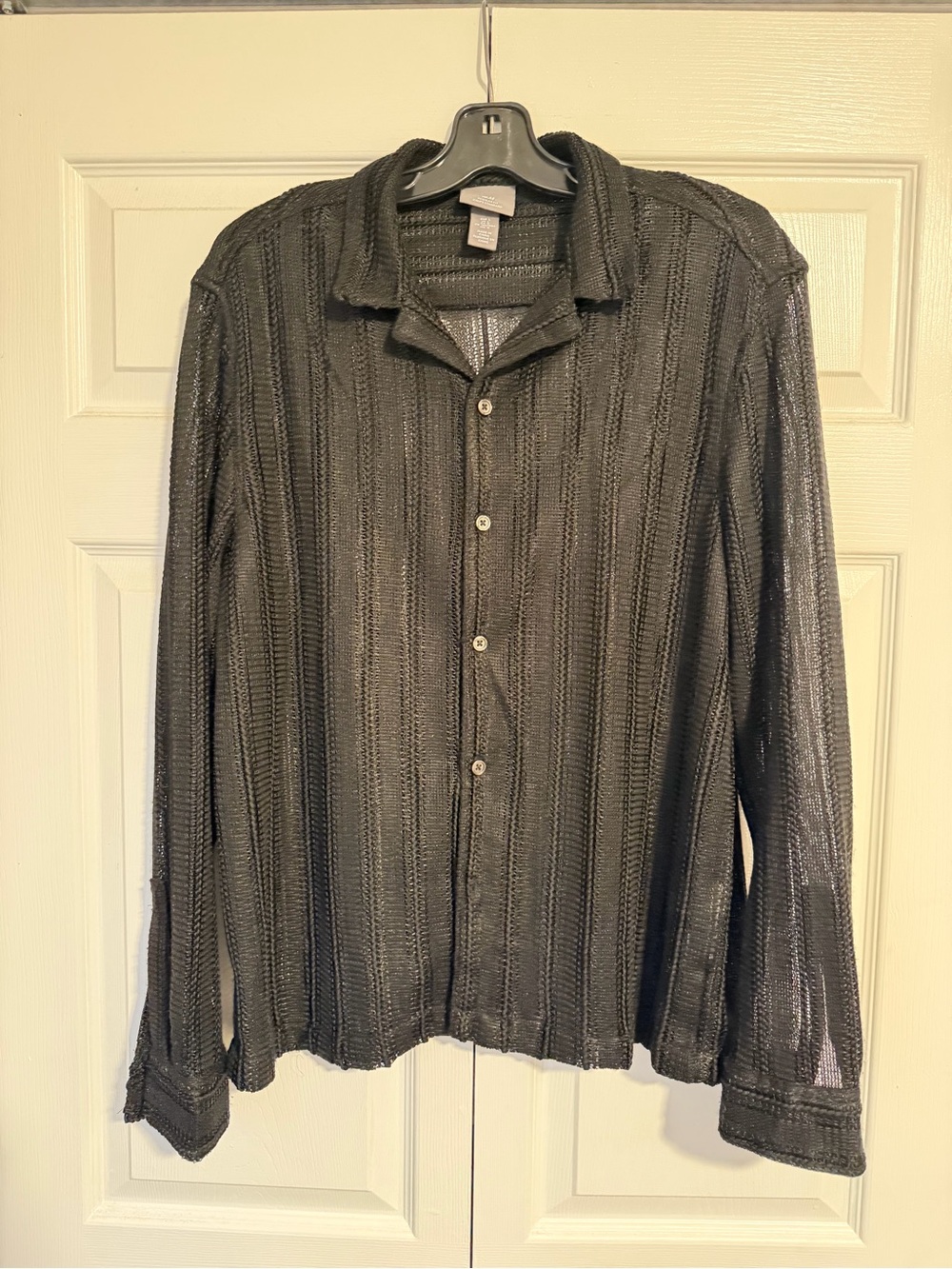 H&M Men's Black Knit Button-Down Shirt